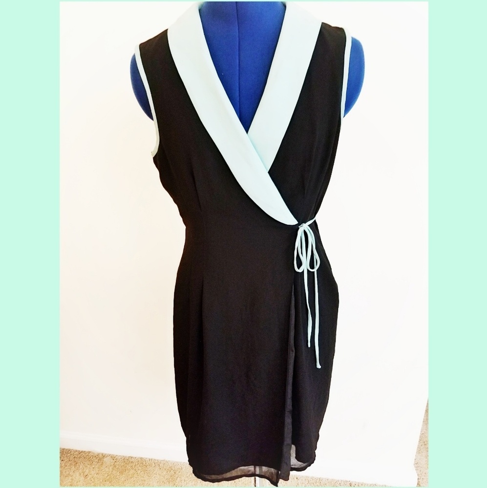 Beautiful black & sea green dress